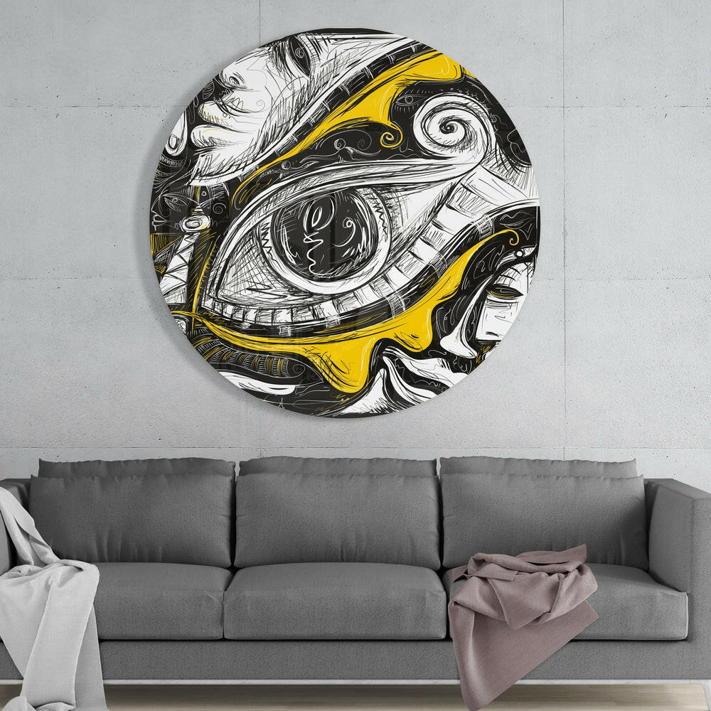 Yellow and Black Sketch Eye Glass Wall Art