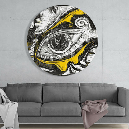 Yellow and Black Sketch Eye Glass Wall Art