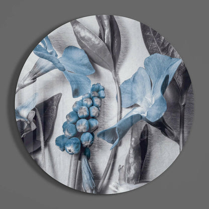 Steel Blue Flower Study Glass Wall Art