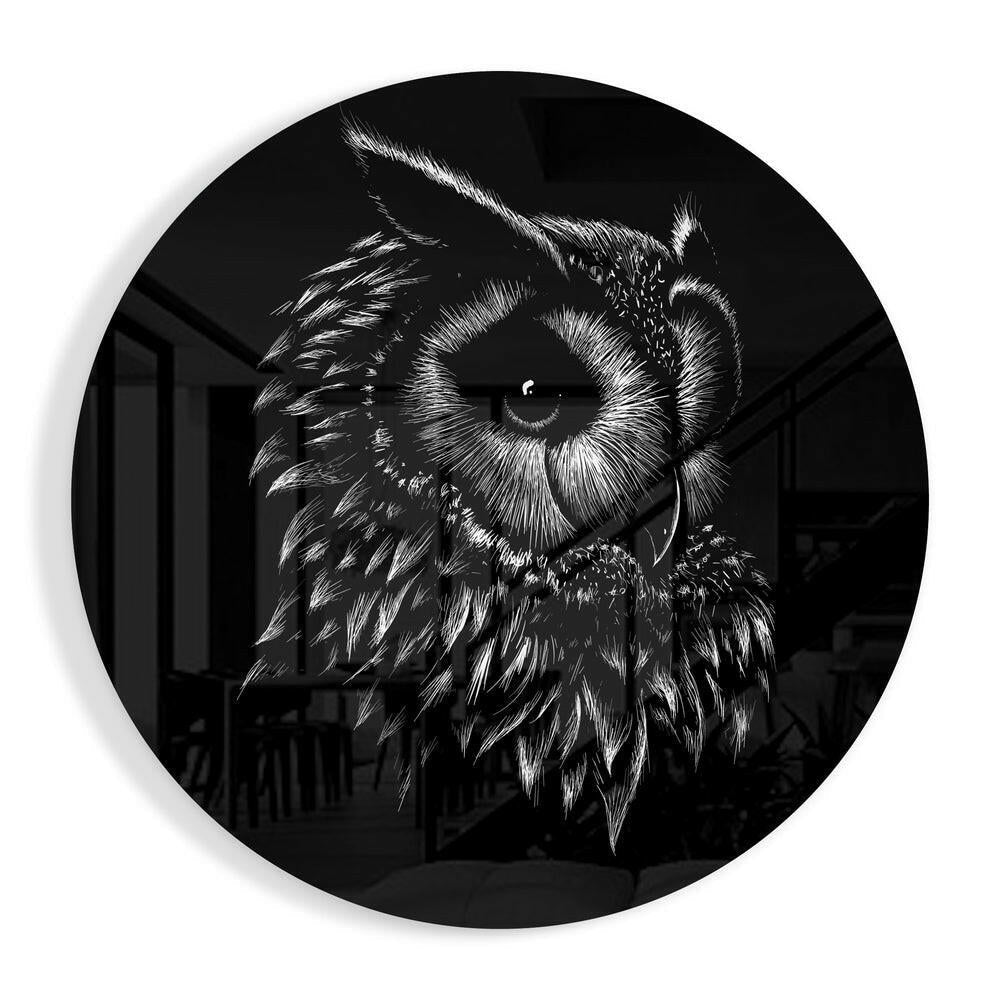 Owl sketch glass wall art print