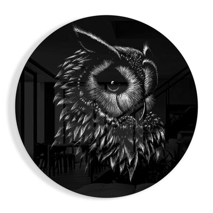 Owl sketch glass wall art print