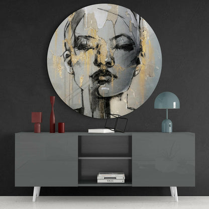 Charcoal Face Study Glass Wall Art