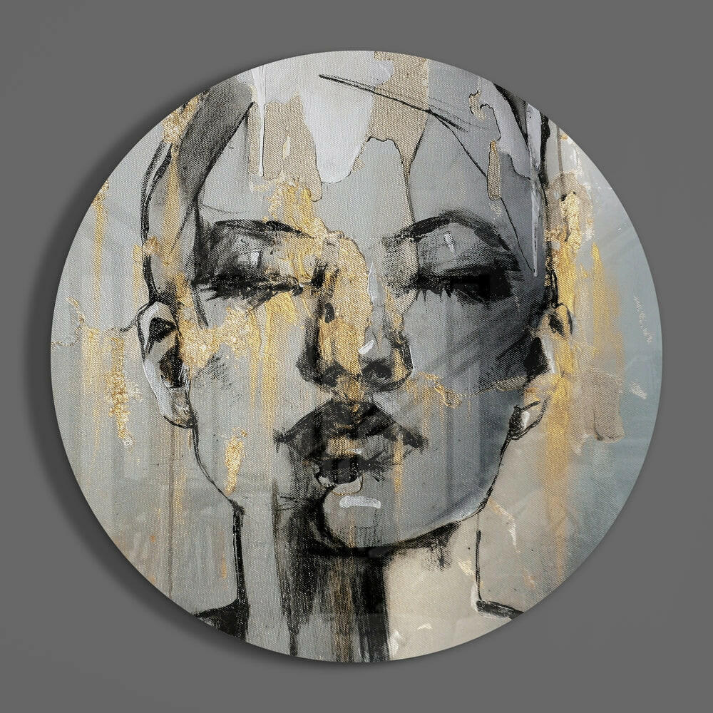 Charcoal Face Study Glass Wall Art