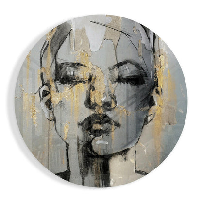 Charcoal Face Study Glass Wall Art