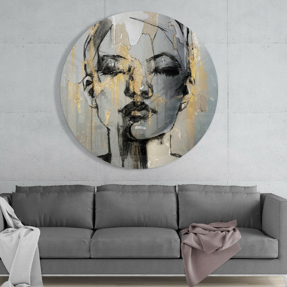 Charcoal Face Study Glass Wall Art