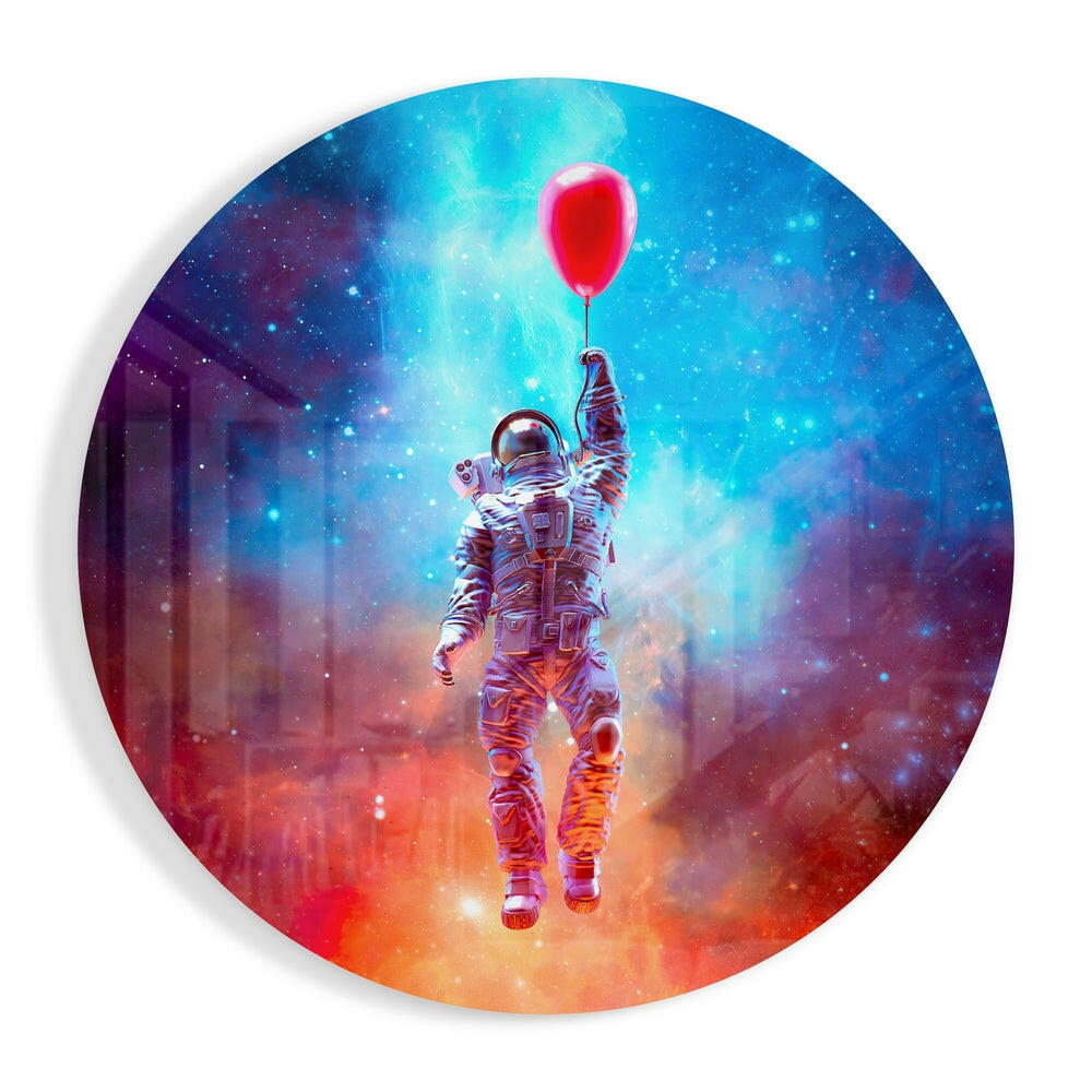 Astronaut glass wall art panel
