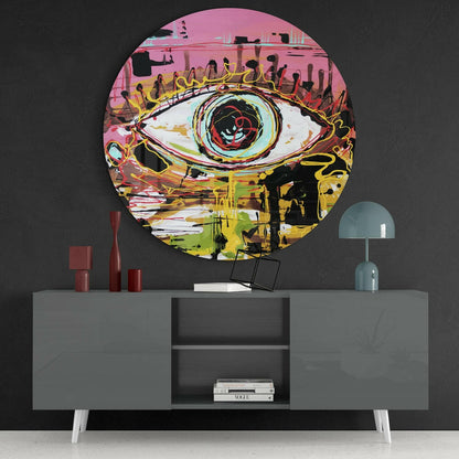 Pink Graffiti Scribble Eye Glass Wall Art