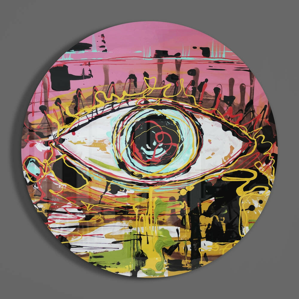 Pink Graffiti Scribble Eye Glass Wall Art