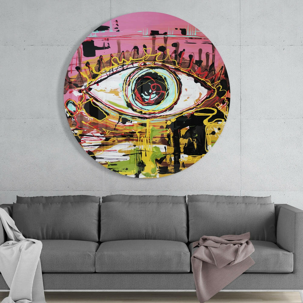 Pink Graffiti Scribble Eye Glass Wall Art