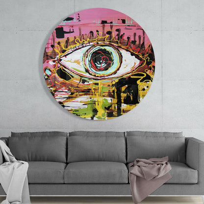 Pink Graffiti Scribble Eye Glass Wall Art