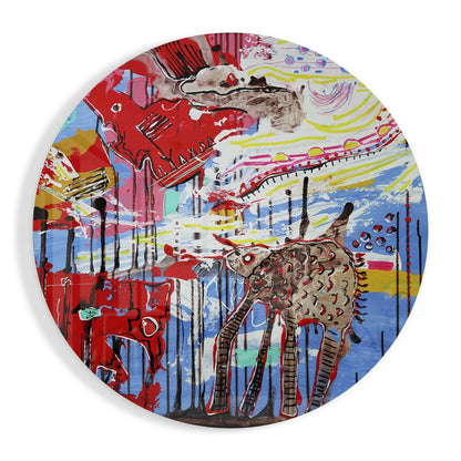 Vibrant abstract tempered glass wall art