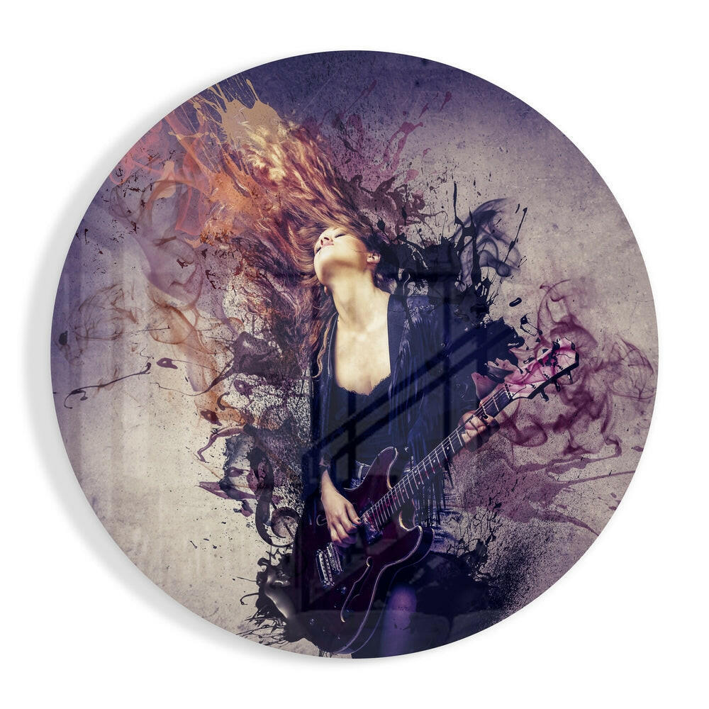 Guitar Spirit glass wall art music design