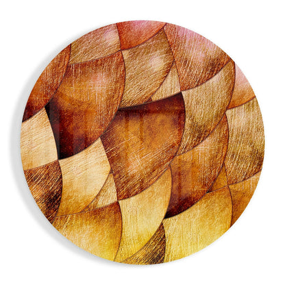 Golden Bronze Petal Scales glass wall art with layered petal pattern