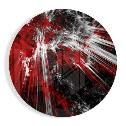 Crimson shatter explosion glass wall art with bold red energy