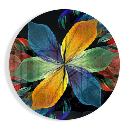 Rainbow petals flower glass wall art