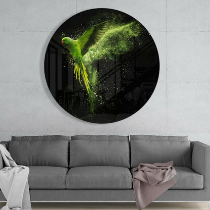 Flying Parakeet Glass Wall Art