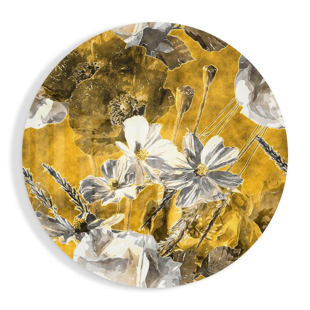 Abstract Flower glass wall art design
