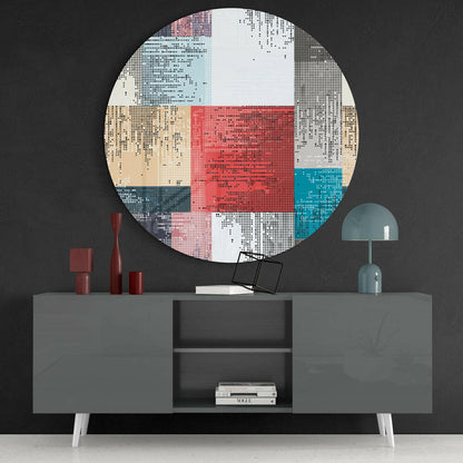 Halftone Dot Color Block Glass Wall Art