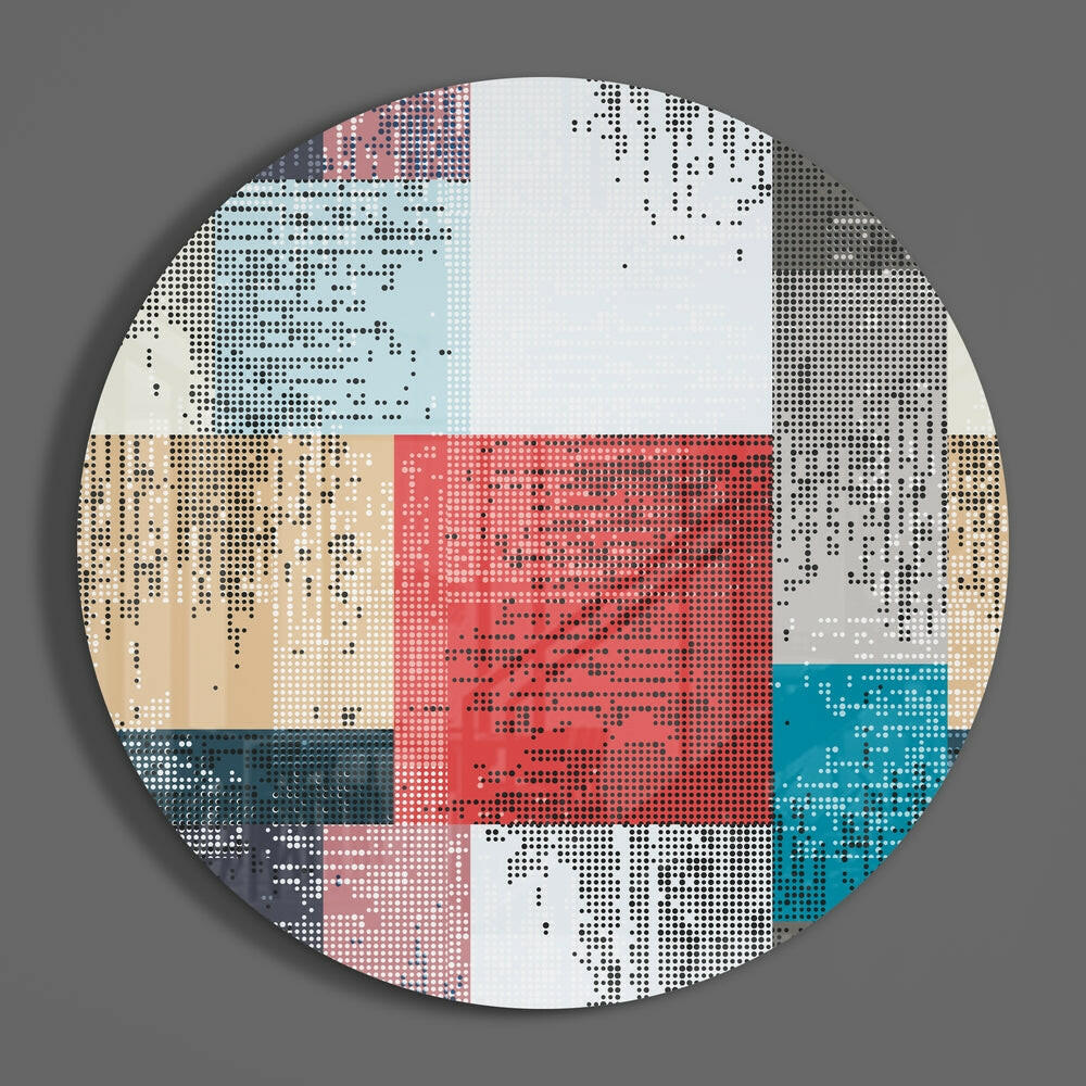 Halftone Dot Color Block Glass Wall Art