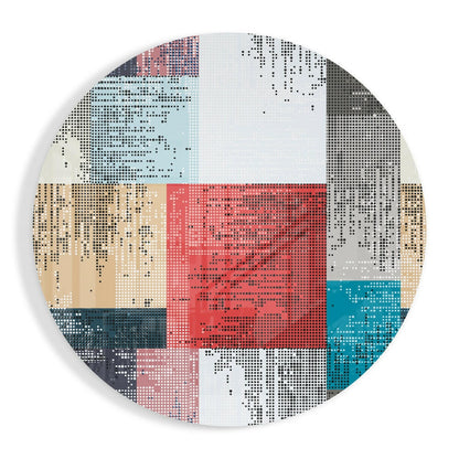 Halftone dot color block glass wall art geometric