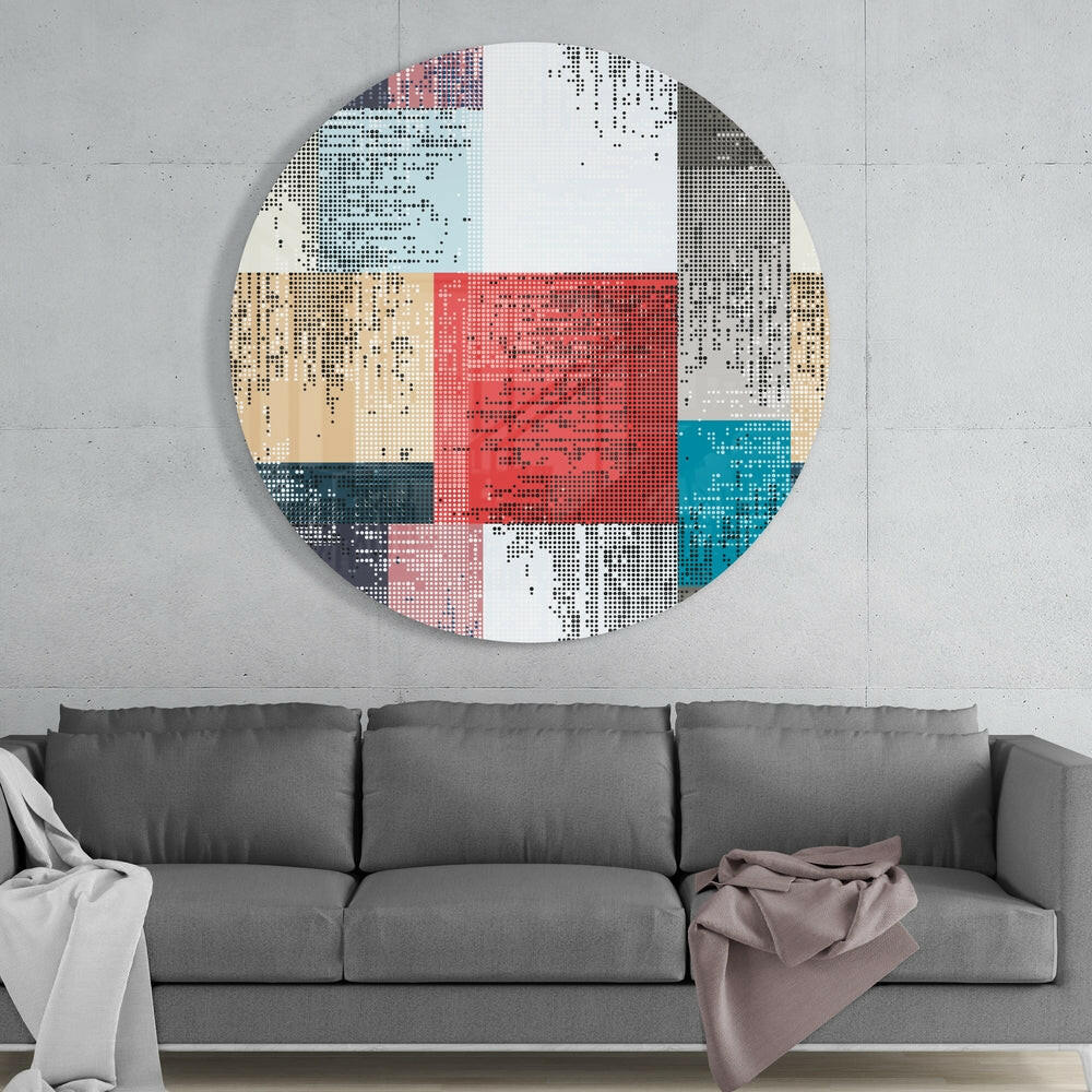 Halftone Dot Color Block Glass Wall Art