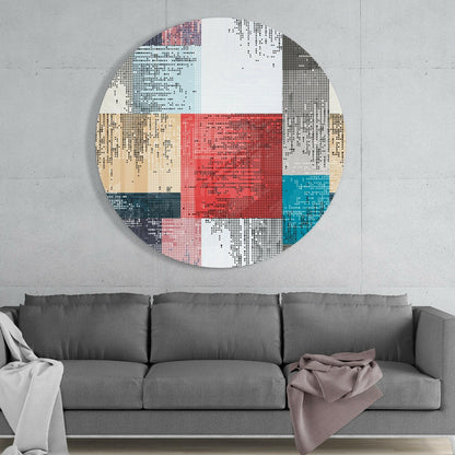 Halftone Dot Color Block Glass Wall Art