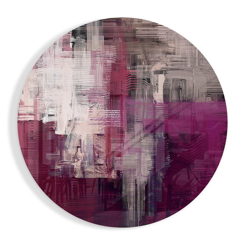 Magenta woven crosshatch glass wall art