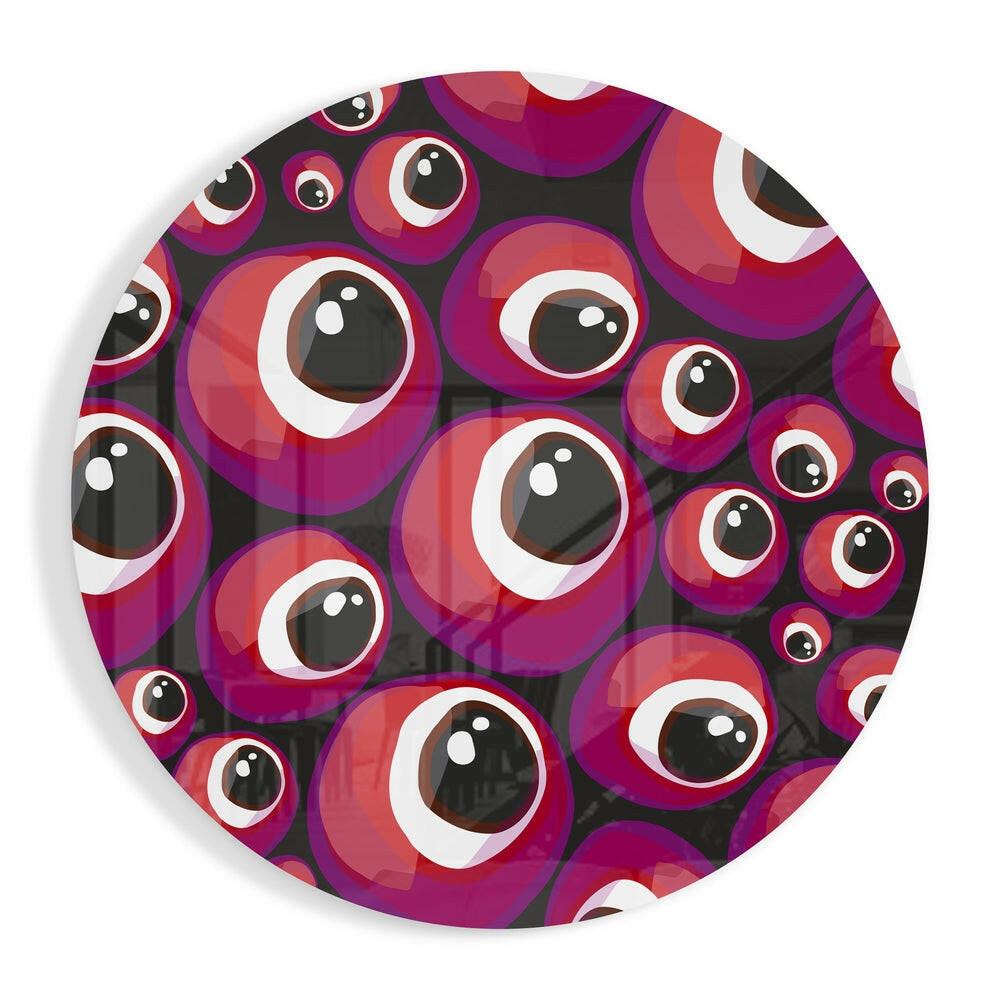 Red and purple evil eye bead cluster glass wall art