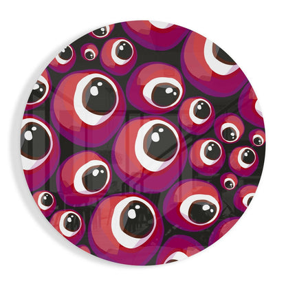 Red and purple evil eye bead cluster glass wall art