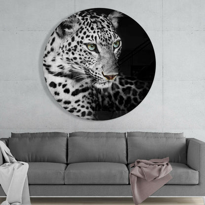 Green Eyed Leopard Glass Wall Art