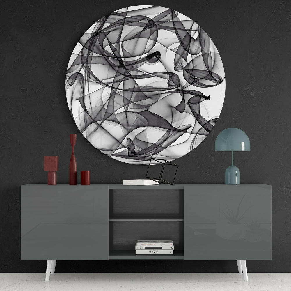 Smoke Loops Round Glass Wall Art