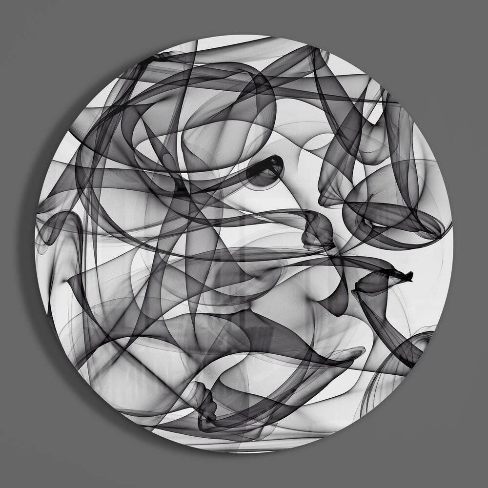 Smoke Loops Round Glass Wall Art