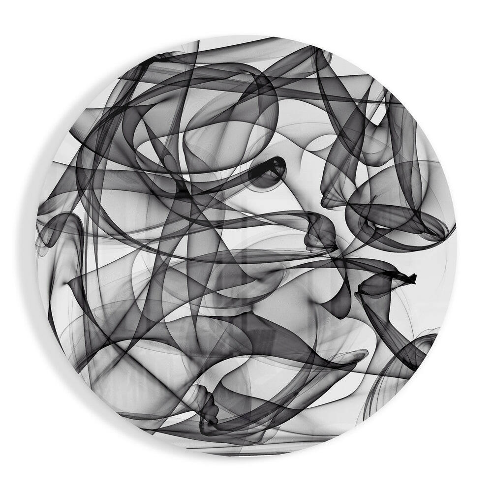 Smoke loops round glass wall art