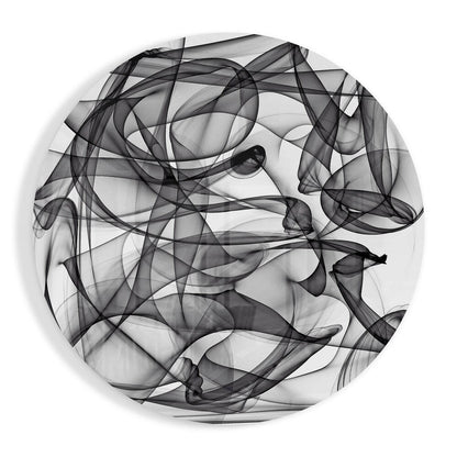 Smoke loops round glass wall art