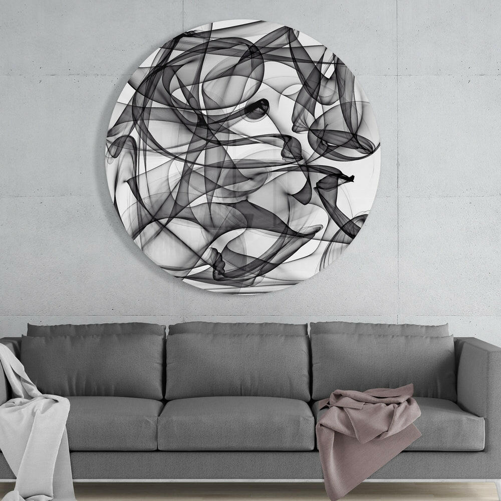 Smoke Loops Round Glass Wall Art