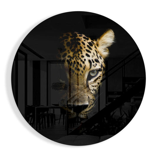 Leopard glass wall art in vivid wildlife detail