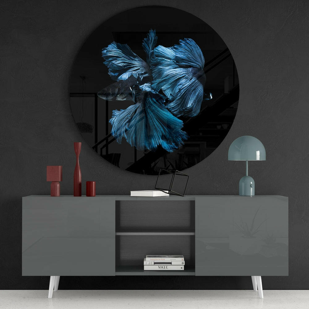 Betta Fish Flowing Fins Glass Wall Art