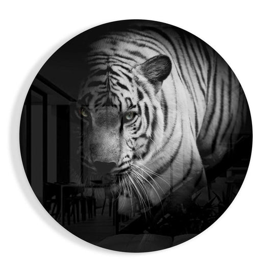 Tiger glass wall art in vivid wildlife detail