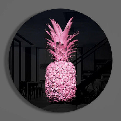 Glowing Pineapple Glass Wall Art