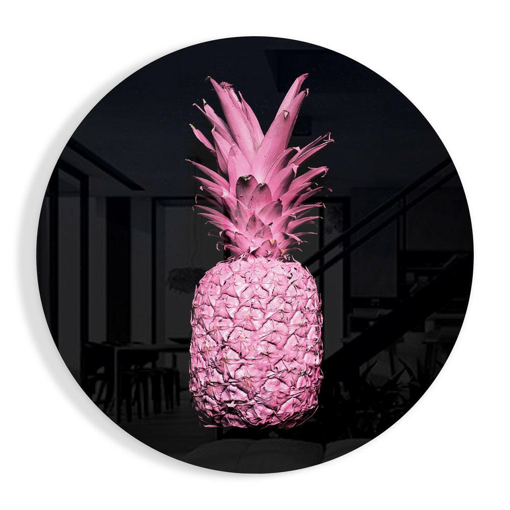 Glowing pineapple glass wall art blush design
