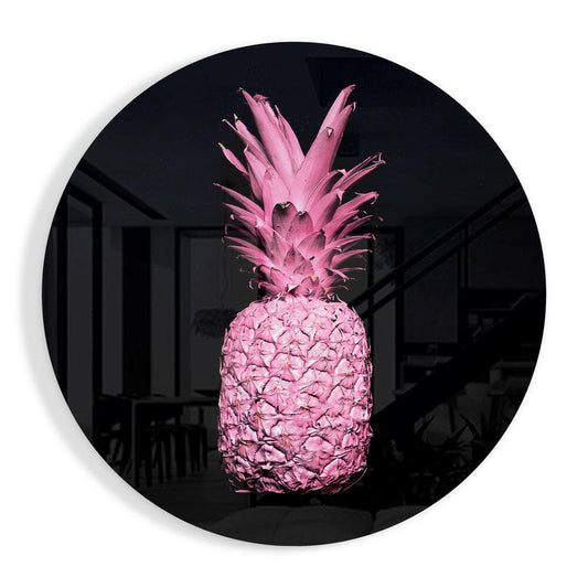 Glowing pineapple glass wall art blush design
