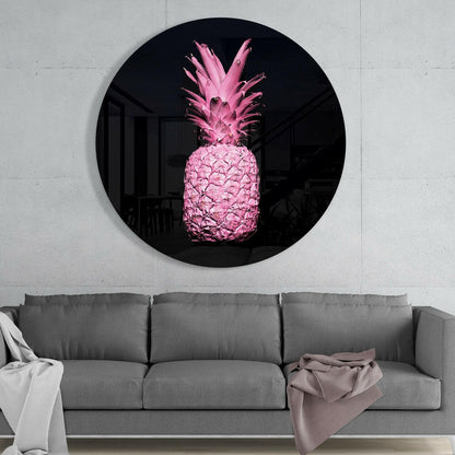 Glowing Pineapple Glass Wall Art