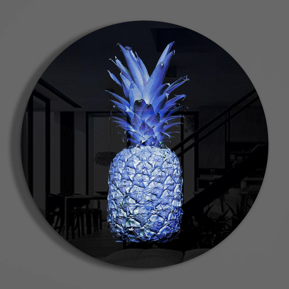 Electric Blue Pineapple Glass Wall Art