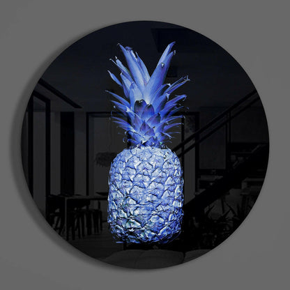 Electric Blue Pineapple Glass Wall Art