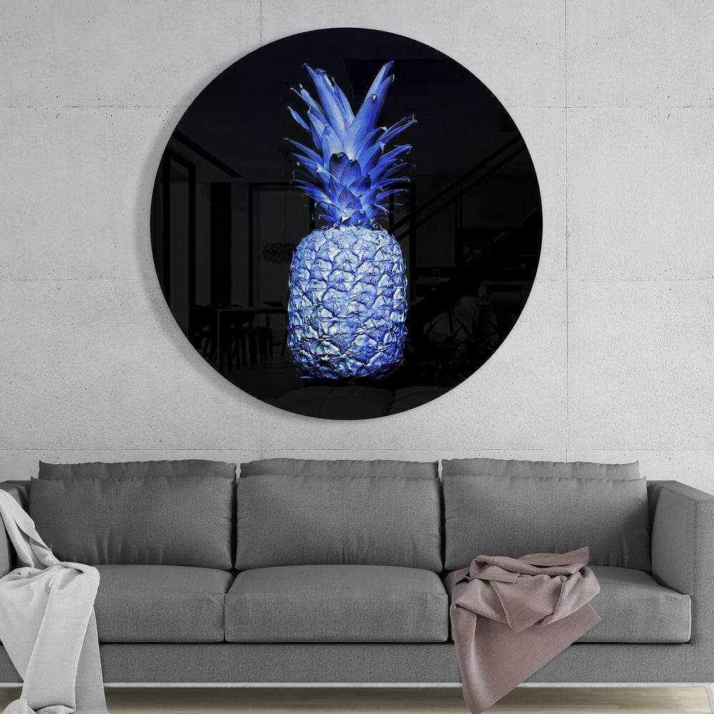 Electric Blue Pineapple Glass Wall Art