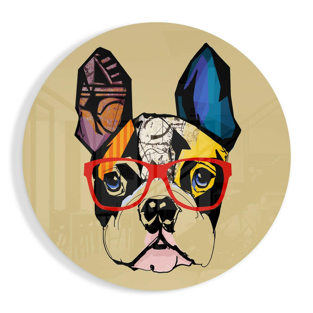 Dog glass wall art, charming dog portrait on high-gloss tempered glass