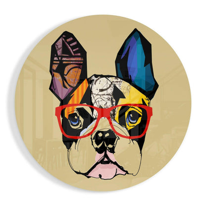 Dog glass wall art, charming dog portrait on high-gloss tempered glass