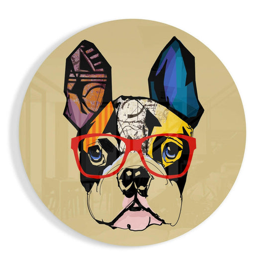 Dog glass wall art, charming dog portrait on high-gloss tempered glass