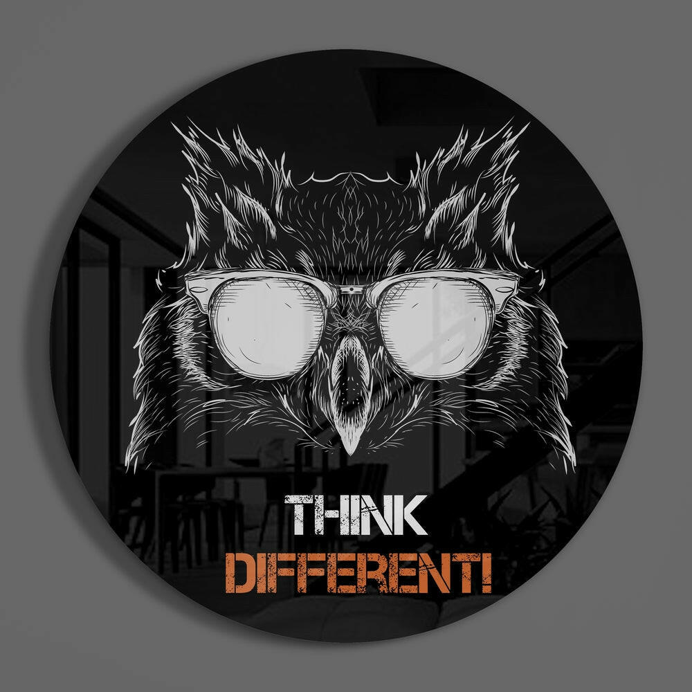 Cool Owl with Glasses Glass Wall Art