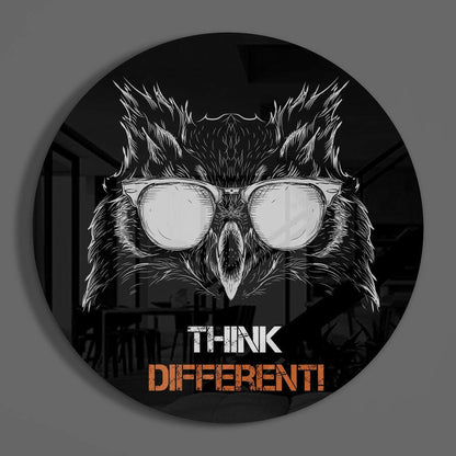 Cool Owl with Glasses Glass Wall Art